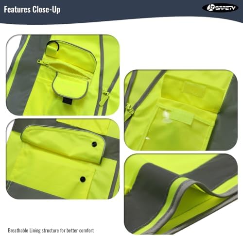 JKSafety 20 Pack Safety Vest for Men Women Reflective JK156 Yellow M - Image 2