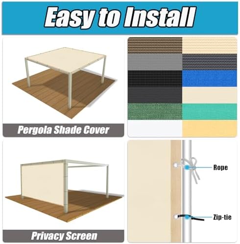 Amagenix 90% Pergola Shade Cover 7' X 11' Sun Shade Cloth - Image 4