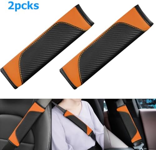 AUCELI 2PCS Carbon Fiber Car Seat Belt Cover, Breathable Leather - Image 5