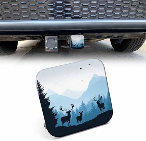 Deers Hitch Covers 2 Inch Foggy Forest Mountain Animals Deer Trailer Hitch by Beabes