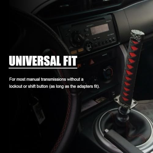 RYANSTAR Katana Shift Knob Samurai Sword Design 4 Adapters Black Red - Image 4