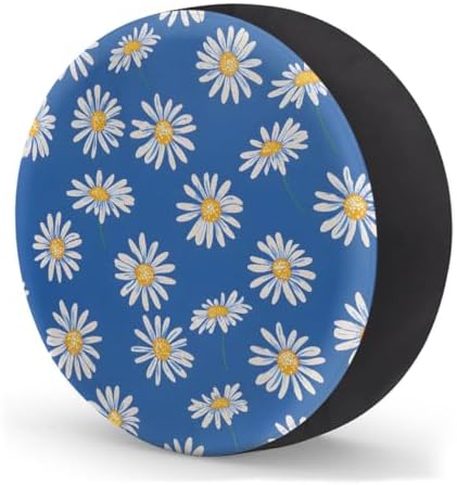 Flowers Blue Daisy Spare Tire Cover Waterproof Dust-Proof Spare Wheel Covers - Image 2