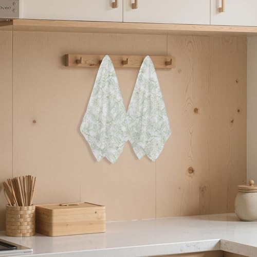 2 Pcs Vintage Green Floral Kitchen Towels Decorative Tea Towels - Image 3