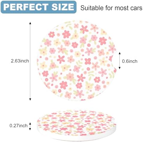 2 Pack Car Cup Holder Coaster, 2.63 inch Anti Slip Insert Absorbent Ceramic Car - Image 2