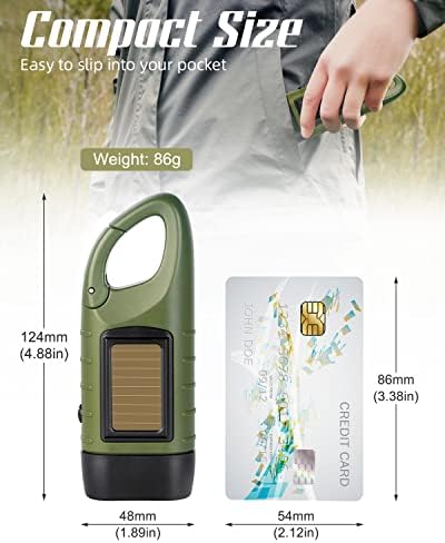 SEANCHEER Hand Crank Solar Powered Flashlights, Compact Emergency Rechargeable - Image 3