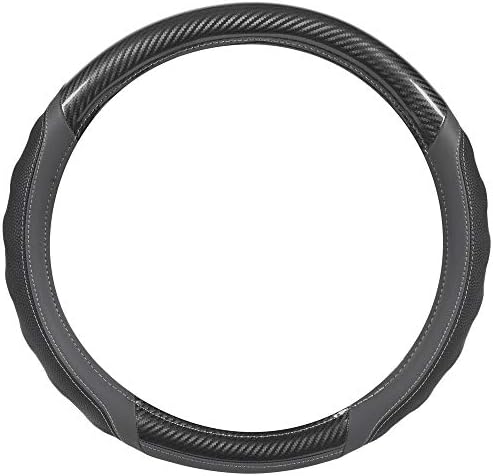 Motor Trend UltraSport Gray Carbon Fiber Steering Wheel Cover, Standard 15 inch - Image 2