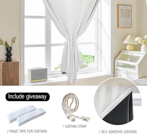 AJAZZ 100% Blackout Self Adhesive Curtains Small Window Short Temporary Black - Image 3