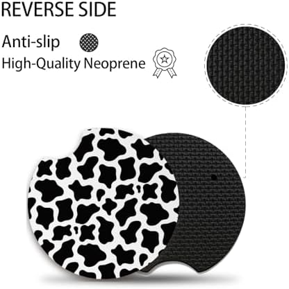 Cute Cow Print Animal Themed Black and White Cup Holders, 2 Pack Universal - Image 3