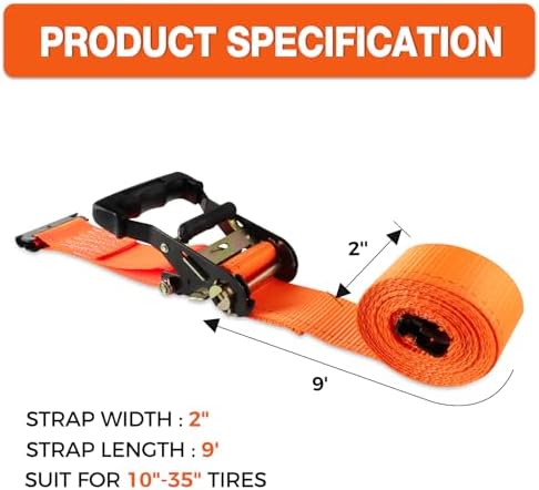 Wheel Chock Tie Down Kit Heavy Duty Trailer Tire Straps System - Image 3