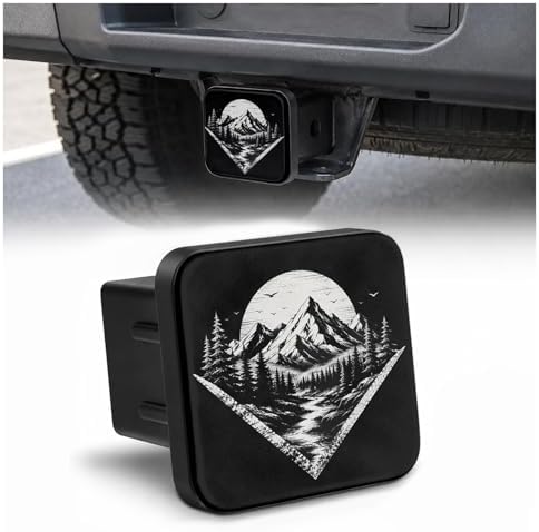 Hitch Cover Receiver Tube Hitch Plug Mountain Range, Tool-Free Install Tow by Unknown