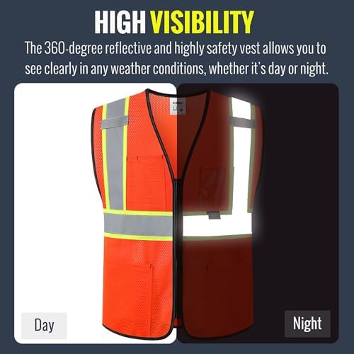 JKSafety Safety Vest for men women Hi Vis Vest - Image 2
