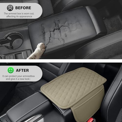 Amiss Car Center Console Cover, Leather Car Armrest Cushion - Image 5