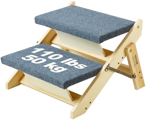 SKYSHALO Wooden Pet Steps, Convertible 2-in-1 Dog Stairs and Ramp by VEVOR