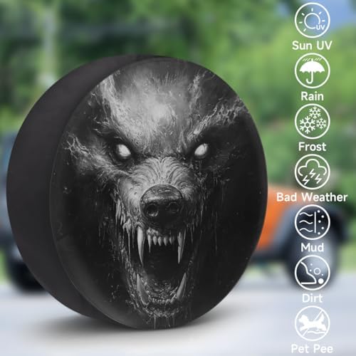 Wolf Spare Tire Cover 17in Spare Wheel Covers Tire Storage Cover - Image 3
