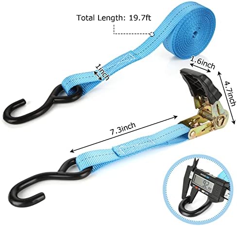 6 Pack 1 Inch x 20 ft Ratchet Straps - Image 2