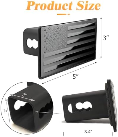 AUCELI American Flag Metal Car Trailer Hitch Cover, Heavy Auto Tow Plug - Image 2