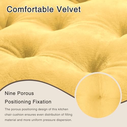OVOV 2 Pack Chair Cushions for Dining Chairs 15.5"x15.5" Pastel Yellow - Image 4