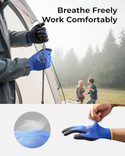 OKIAAS PU Coated Work Gloves Men, Ultra Grip & Lightweight, 60 Pairs Bulk - Image 4
