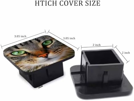 Trailer Hitch Cover 2 Inch Cat, Funny Kitten Cat Portrait Green Eyes Heavy-Duty - Image 2