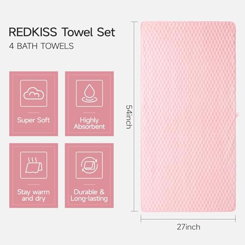 REDKISS 4 Pack Microfiber Bath Towels, Quick Dry, Super Soft - Image 2