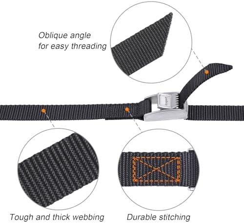Ayaport Lashing Straps with Stainless Steel Cam Buckle 0.75" x 4', 4 Pack - Image 4
