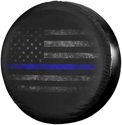 Thin Blue Line Spare Tire Cover Dust-Proof Wheel Tire Cover Fit Trailer by Foruidea