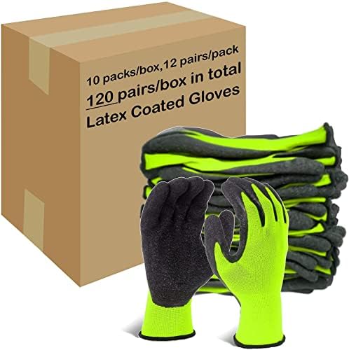 Evridwear Crinkle Latex Rubber Hand Coated Safety Work Gloves by Evridwear