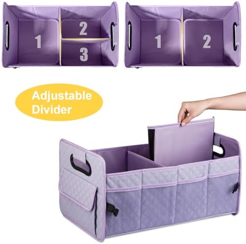 Car Trunk Organizer for SUV, Collapsible Car Storage Organizer Light Purple - Image 4