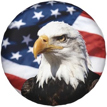 American Flag Star Spare Tire Cover USA Eagle Wheel Covers 15 Inch - Image 2