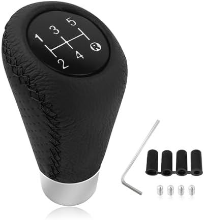 Car Gear Shift Knob with 4 Adaptive Parts, Leather 5 Speed Shift Knobs by IHOTDER