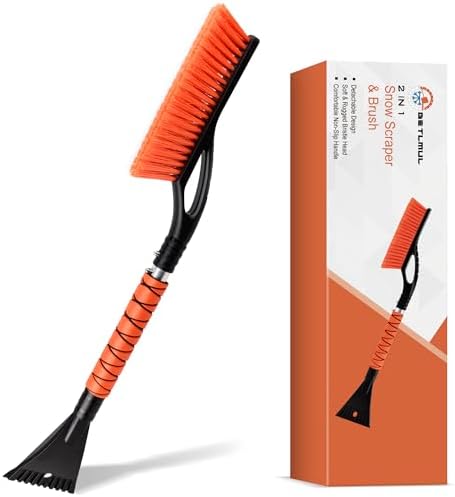 27" Heavy Duty Snow Brush and Ice Scraper | Scratch-Free Bristle Head & by GETLMUL