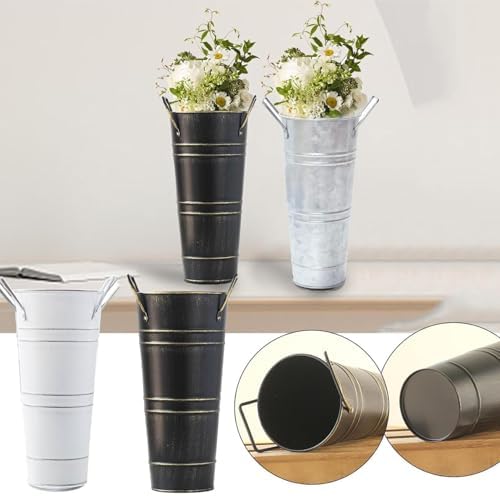 Rustic Metal Umbrella Stand Holder, Freestanding Bucket - Image 7