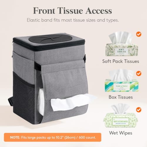 Lifewit Car Trash Can with Lid, Garbage Bag Hanging, Trash Bin, 2 Gallon - Image 4