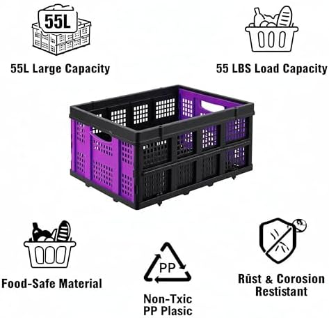Collapsible Plastic Storage Crate, Stackable - Image 2