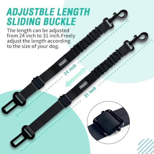 COOYOO Dog Seat Belt, 3 Piece Set Retractable Dog Car Harness Adjustable Dog - Image 5