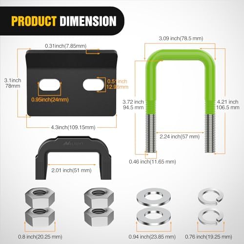 Nilight Trailer Hitch Tightener Anti-Rattle Green U-Bolt - Image 2