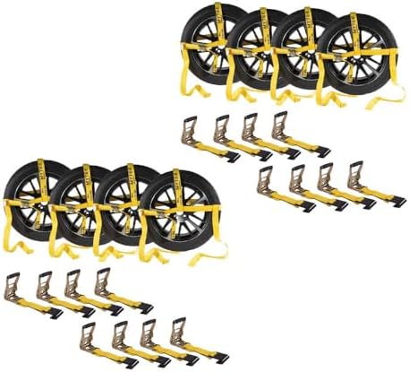 Mytee Products 8 Pack 2" x 120" Yellow Side Mount Wheel Tie Down Strap by MyteeProducts