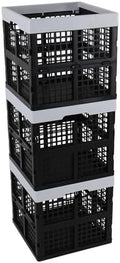 3 Packs 18 L Collapsible Milk Crate, 11 Inch Cube Storage Bin by Xowine