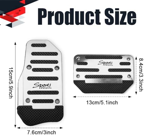 2PCS Non-Slip Car Pedal Covers, Premium Aluminum Alloy Gas and Brake Pedals - Image 2