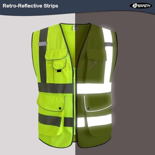 JKSafety 6 Pack Safety Vest for Men Women Reflective JK155 Yellow XL - Image 4