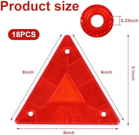 18 Pack Red Safety Reflector Warning Sign, 6 Inch Slow Moving Vehicle Sign - Image 2