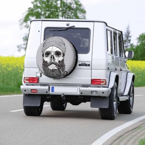 Skull Spare Tire Cover 15 inch Sailor Sea Captain Hipster Pipe Beard Skeleton - Image 6