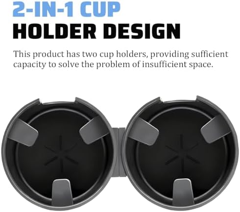 Car Double Cup Holder Expander, 2 in 1 Multifunctional Vehicle Cup Holder - Image 3