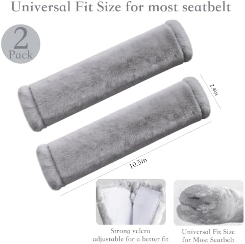 Amooca 2-Pack Soft Furry Universal Seatbelt Cover Car Shoulder Pad - Image 5