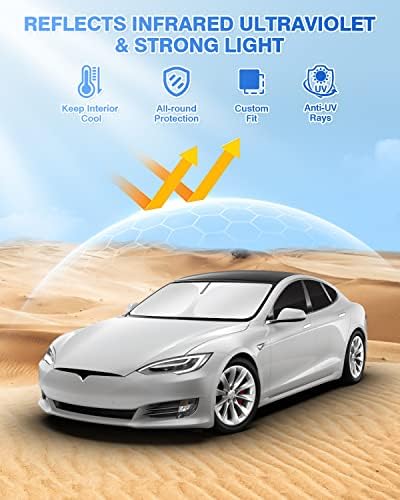 Canvcle Windshield Sun Shade for 2021-2025 2026 Tesla Model S Plaid Sunshade - Image 2