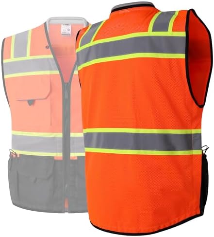 JKSafety Hi-Vis Unisex Surveyor Safety Vest Heavy Duty PPE Inner Pockets - Image 7