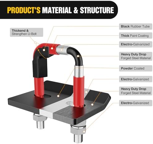 Nilight Trailer Hitch Tightener Anti-Rattle Red U-Bolt - Image 4
