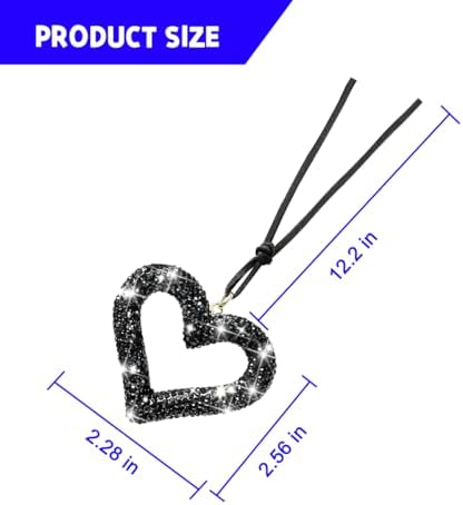 Mandark Crystal Rhinestone Heart Rearview Mirror Pendant - Image 2