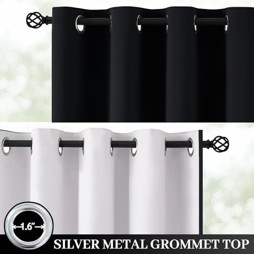 Yakamok Black 100% Blackout Curtains 63 Inches Long - Image 2