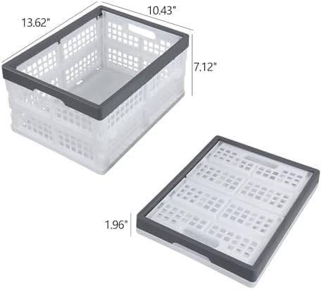 15 L 4-Pack Plastic Folding Storage Crate, Stackable Collapsible Milk Crates - Image 2